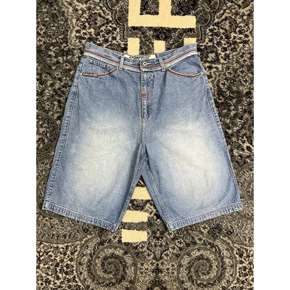 Vintage Schott Carpenter Denim Jean Shorts / Jorts Light Blue Size 38w